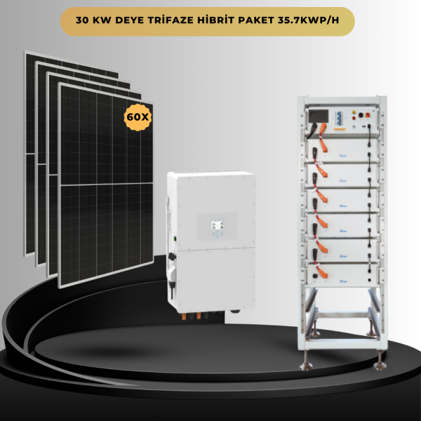 30KW Deye Trifaze Hibrit Paket 35.7KWP/H - 1